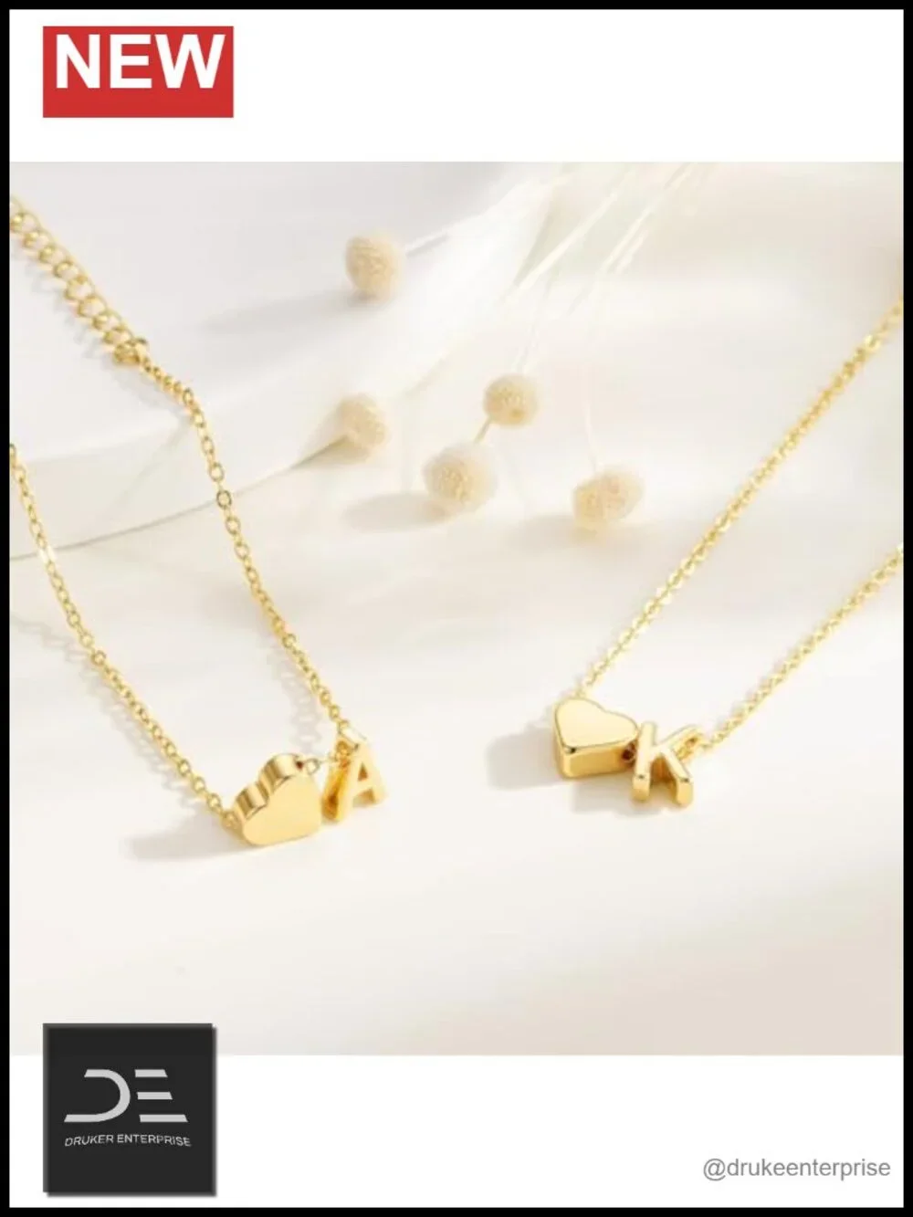 14K Gold Plated dainty layered heart initial bracelet - adjustable lobster clasp